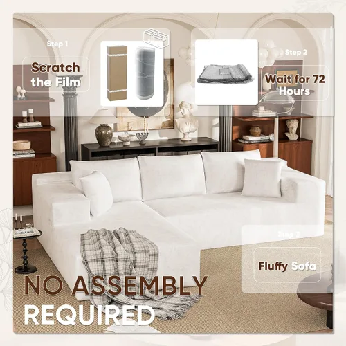 Vista 4 de VICTONE Sofás seccional de 108” Cloud, sofá modular sin huesos en forma de L con asiento profundo, sofás tapizados de comodidad moderna para sala