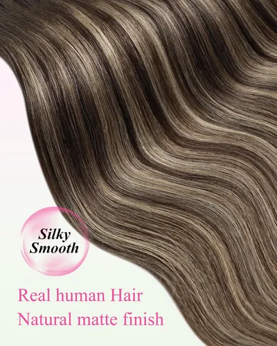 Vista 161 de YoungSee Extensiones de Cabello Humano con Cinta Balayage Extensiones de Cabello con Cinta Marrón Oscuro Extensiones de Cabello con Cinta Ombre