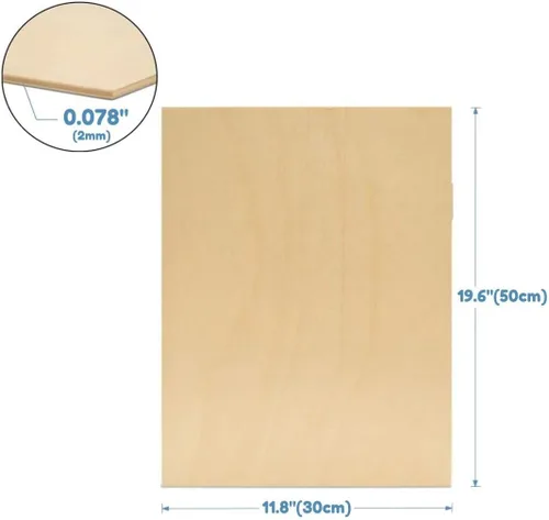 Vista 2 de Madera contrachapada, 12 unidades, 0.079 in, 1/8 x 12 x 20 pulgadas, perfecta para artes y manualidades, proyectos escolares y proyectos