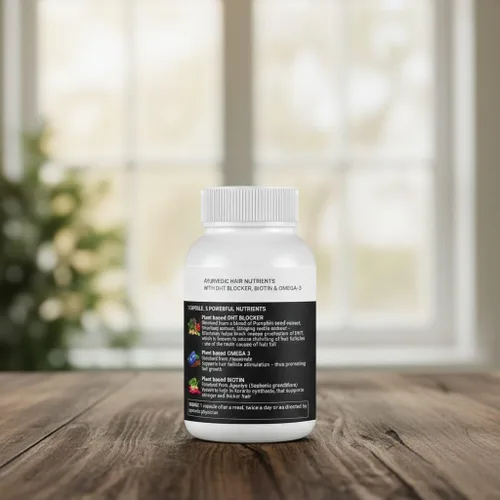 Vista 6 de Generic DHT Blocker - Vitaminas ayurvédicas para el cabello, sin gluten a base de plantas, biotina, omega-3 y semillas de lino, controla la caída