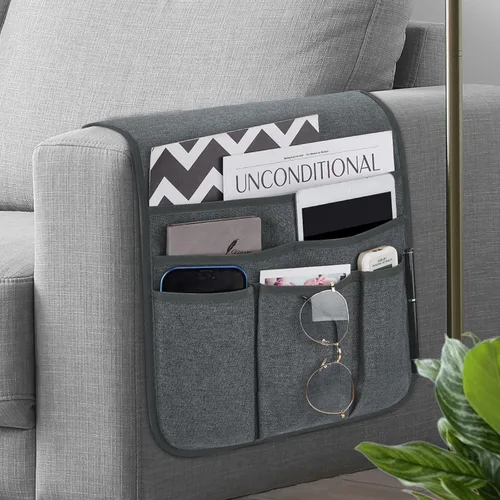 Vista 15 de Teniux - Organizador de apoyabrazos antideslizante con soporte para mando a distancia para sillón reclinable, con 5 bolsillos para revista, tableta