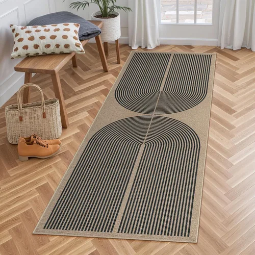 Vista 18 de Lahome Tapetes geométricos para puerta de interior para entrada, alfombra antideslizante lavable de 2 x 3 negro / neutro