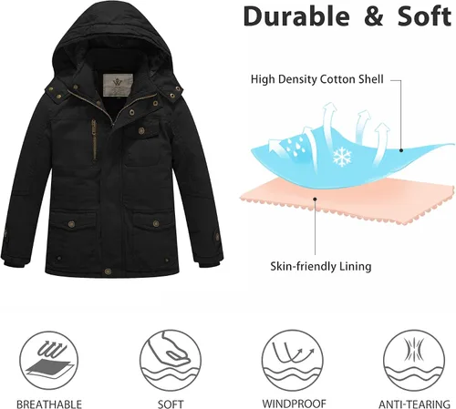 Vista 4 de WenVen Chaqueta de invierno de algodón grueso cálido para niños y niñas con capucha 4-16