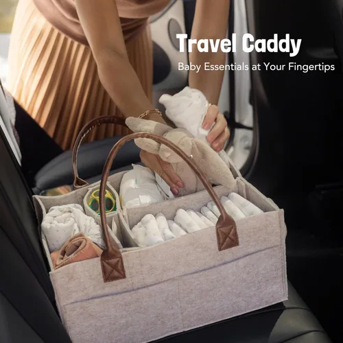 Vista 9 de Lily Miles Organizador de pañales para bebé, cesta de almacenamiento para recién nacidos, regalo neutro para baby shower, imprescindible