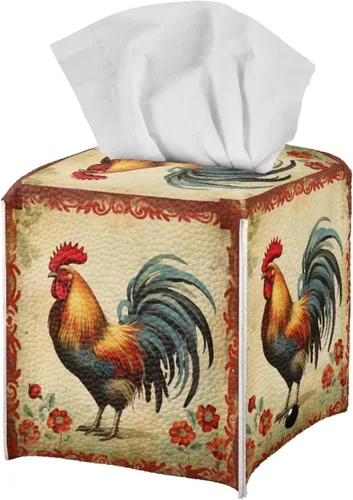 Vista 7 de Caja de pañuelos cuadrada para caja de pañuelos faciales, organizador de servilletas de pavo real, dispensador para dormitorio, oficina, decoración