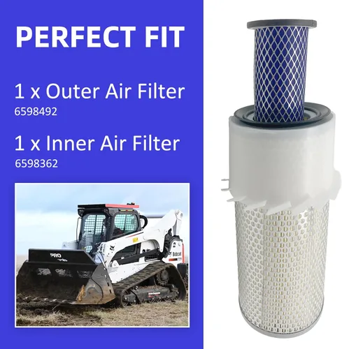 Vista 4 de 6598492 y 6598362 Kit de filtro de aire exterior y filtro interior para cargadores y excavadoras Bobcat 641 741 7753 843 1213 S130 T140 1600 325