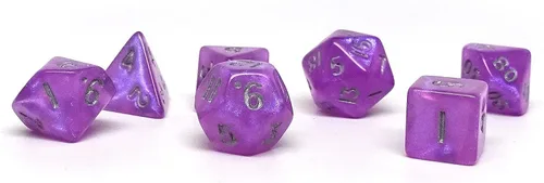 Vista 21 de Mini colección de dados poliédricos de 0.394 pulgadas - Incluye un D20, D12, D10, D8, D6, D4 y D00 (Aqua Shine)