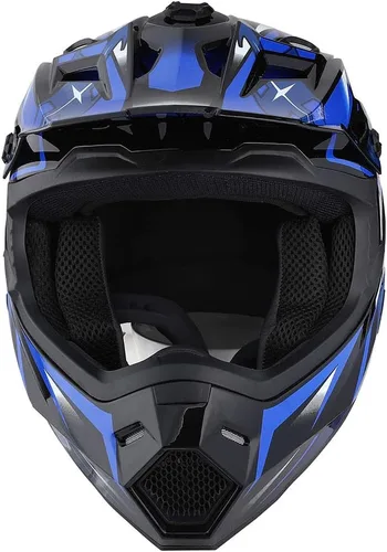 Vista 4 de 1Storm - Casco de motocross para adultos, BMX, MX, ATV, Dirt Bike, motocicleta cuádruple de cuatro ruedas, estilo de carreras, HF801 Sonic Blue