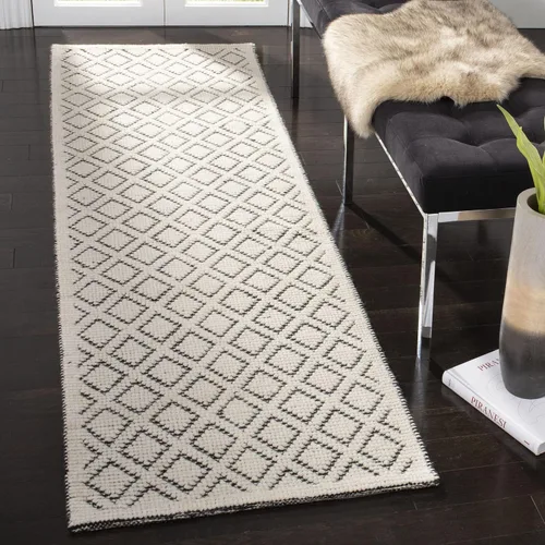 Vista 9 de SAFAVIEH Vermont Collection - Alfombra decorativa de 2 pies 3 pulgadas x 4 pies, marfil y negro, lana hecha a mano, ideal para zonas de alto tráfico