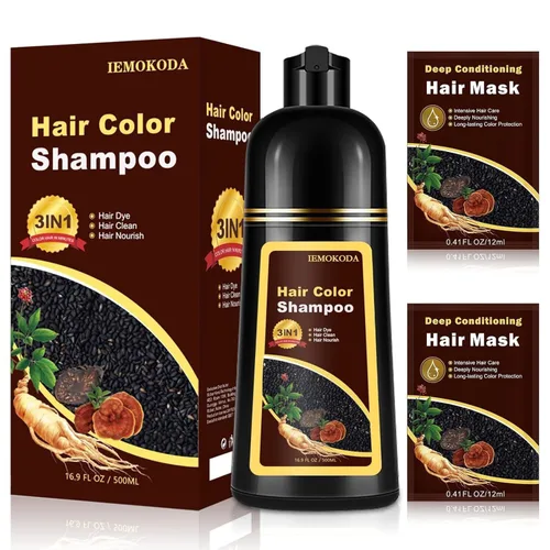 Vista 9 de Black Hair Dye Shampoo for Gray Coverage, Color Shampoo for Women & Men