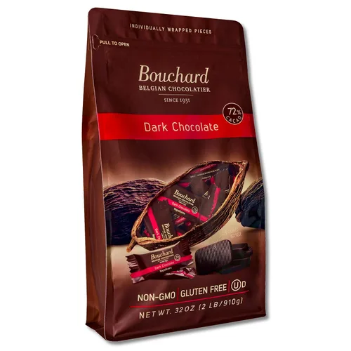 Vista 6 de Bouchard Chocolate negro belga prémium con 72% de cacao Piezas envueltas individualmente (2 libras)