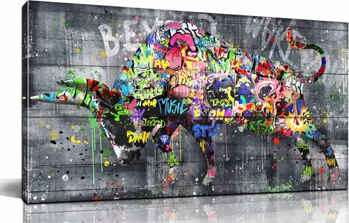 Vista 18 de SIXTTART Banksy - Lienzo de pared para dormitorio, arte de pared con graffiti callejero, pintura abstracta, arte pop, decoración moderna de pared