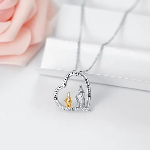 Vista 8 de Dreamboat Crystal Penguin Necklace for Women 925 Sterling Silver Crystal Necklace Heart Mother Daughter Necklace Animal Penguin Jewelry Penguin