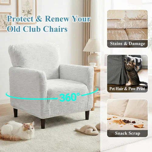 Vista 4 de LiveGo Fundas elásticas para sillón de banquete, funda de jacquard suave con brazos, fundas para sillón, protector de muebles, lavable a máquina
