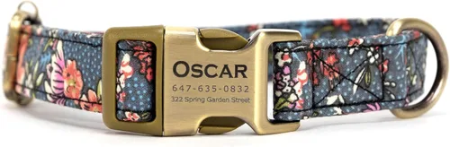 Vista 31 de Collar de perro personalizado con nombre y número de teléfono grabado, collar ajustable personalizado para cachorros, collar de algodón orgánico