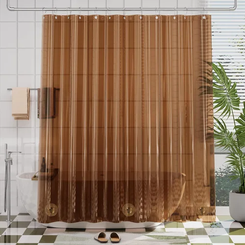 Vista 30 de AmazerBath Cortina de ducha larga de 36 x 84 pulgadas, cortina de ducha transparente de PEVA grueso resistente, cortina estrecha con 2 piedras
