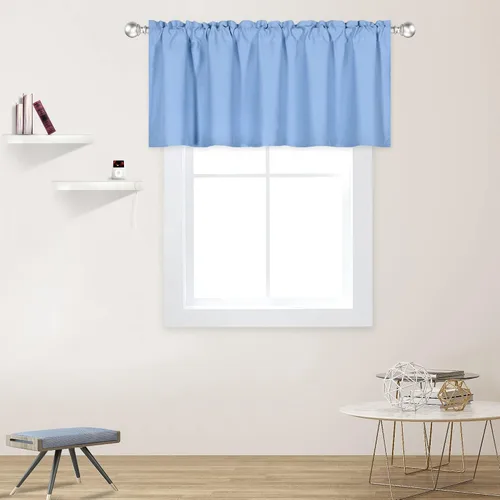 Vista 39 de DECOVSUN Cenefa morada para ventanas de 60 x 18 pulgadas, aislamiento térmico sólido, bolsillo para cortinero, cenefa corta para cocina, cenefa
