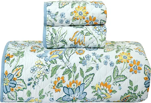 Vista 30 de ROYALE LINENS Juego de edredón de 2 piezas de tamaño individual – Suave y ligero 100% microfibra acolchada – Colcha estampada – Edredón acolchado