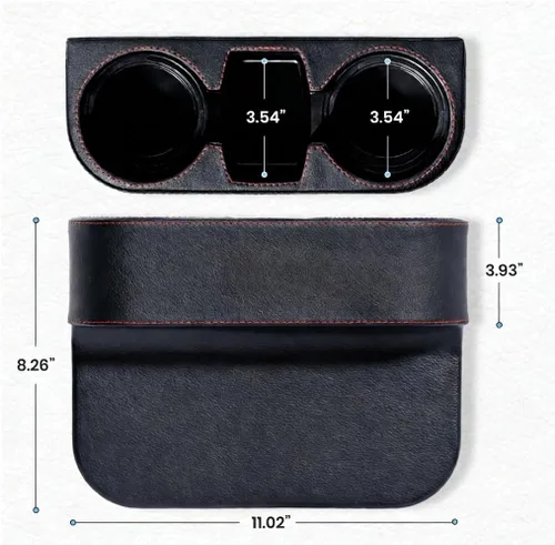 Vista 4 de Portavasos de automóvil, portavasos para asiento delantero automático, cubierta de piel sintética, soporte para bebidas, organizador de relleno