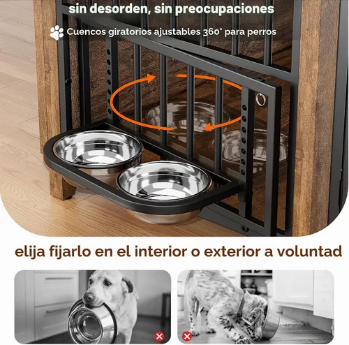 Vista 9 de Lulive Muebles de jaula para perros, 31.5 pulgadas de largo x 22.5 pulgadas de ancho x 25.6 pulgadas de alto, marrón