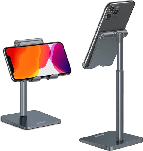 Vista 11 de OMOTON Soporte para Celular, Soporte de Escritorio con Altura y Ángulo Ajustable para iPhone Air /17/17 Pro/XS Max/XR, Samsung Galaxy S20 / S10 / S9