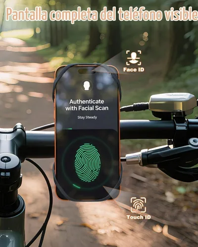 Vista 5 de Soporte de teléfono para bicicleta, soporte de teléfono celular para motocicleta, giratorio de 360°, soporte de teléfono de silicona