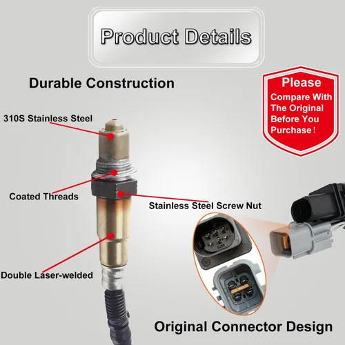 Vista 4 de Sensor de Oxígeno Upstream & Downstream O2 Sensor 234-5055, 234-4568 Compatible con Hyundai Accent 2012-2014, para Hyundai Veloster 2012-2014
