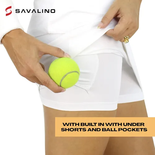 Vista 6 de SAVALINO Skort de tenis para mujer con pantalones cortos y bolsillos de bola falda de bolos atlética talla XS-XL