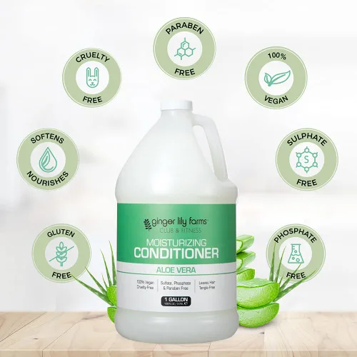 Vista 4 de Ginger Lily Farms Club & Fitness - Acondicionador hidratante para cabello seco, 100% vegano y libre de crueldad, aroma a aloe vera, repuesto de 1