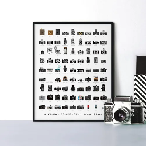 Vista 6 de Pop Chart Compendio visual de cámaras Póster artístico de 16 x 20 pulgadas Decoración de cámara para sala de estar y oficina Historia
