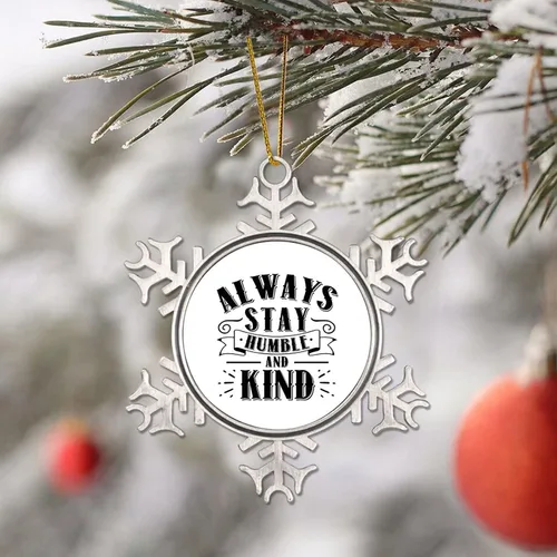 Vista 4 de Adornos decorativos de Navidad de copo de nieve de metal de 3 pulgadas, adorno de recuerdo de Navidad, regalo inspirador, adornos colgantes