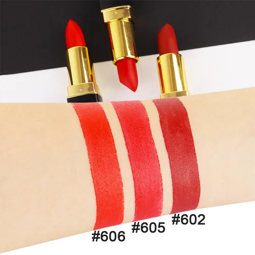 Vista 6 de evpct Lápiz labial mate aterciopelado rojo rubí para mujeres mayores, de larga duración, cremoso y sedoso, de larga duración, impermeable, a prueba