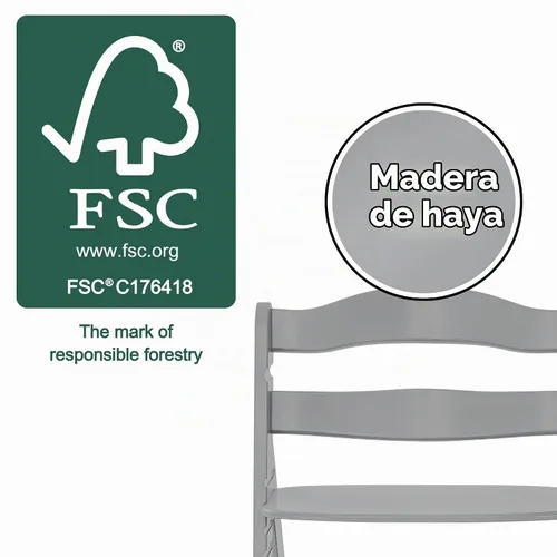 Vista 6 de hauck Alpha+ Grow Along - Trona elevada de madera de haya maciza con asiento ajustable, arnés de seguridad de 5 puntos y barra de parachoques