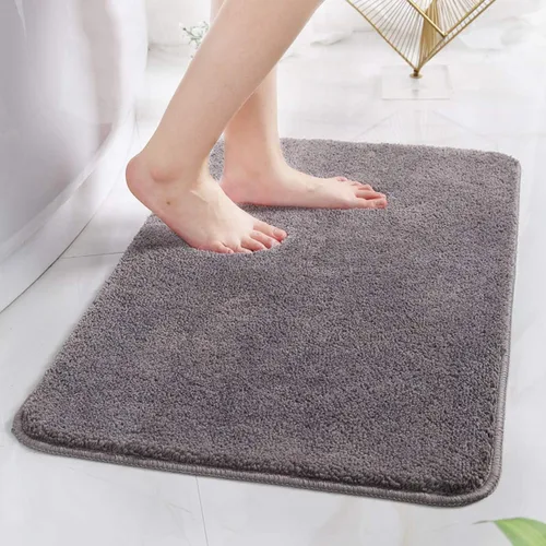 Vista 10 de Alfombra de baño de 16 x 24 pulgadas, microfibra de felpa lanuda absorbente de agua, lavable a máquina, antideslizante y suave, color azul oscuro