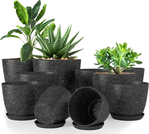 Vista 23 de Utopia Home - Macetas de Interior con Drenaje - Macetas de Flores de 7/6.6/6/5.3/4.8 Pulgadas para Plantas de Interior - Juego de 5 Macetas