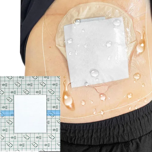 Vista 9 de Funda de ducha de ostomía impermeable de 6 x 6 pulgadas (paquete de 25), bolsa de ostomía, protector de ducha, protector de ducha de estomía