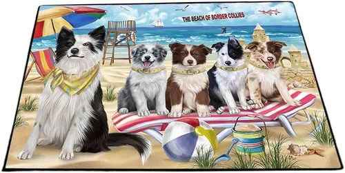 Vista 25 de Doggie of the Day Border Collie Dogs Floor Mat - 4th of July Independence Day - Best Dog Doormat - Protector Decor - Unique Portrait Art - Premium