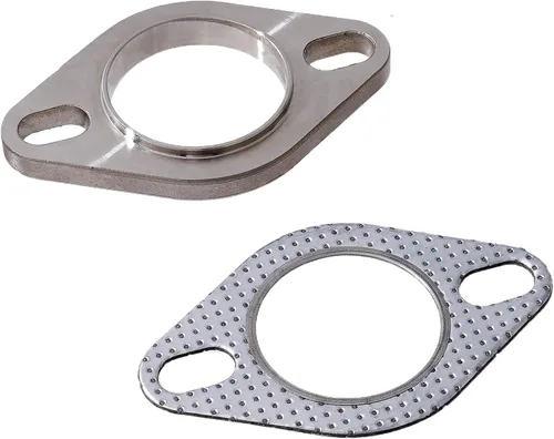 Vista 3 de Rwraps Junta de brida de escape de acero inoxidable de 2 pernos de 2 pulgadas y kit de conexión de brida de escape de 2 pernos de 2 pulgadas/51.8mm