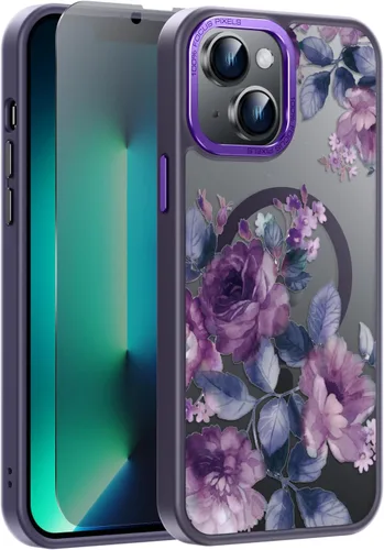 Vista 140 de Goodon para iPhone 15 Pro Max con protector de pantalla de privacidad, compatible con Magsafe, funda translúcida mate a prueba de golpes - Linda