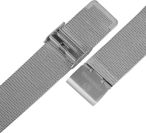 Vista 6 de FORSINING - Reloj de pulsera de acero inoxidable para hombre, diseño de esqueleto