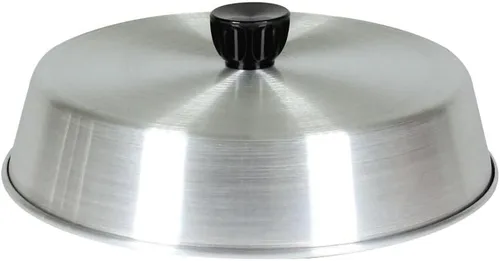 Vista 3 de TrueCraftware - Juego de 2 cubiertas de aluminio para parrilla de 10 pulgadas con perilla de plástico negro, cubierta redonda de queso