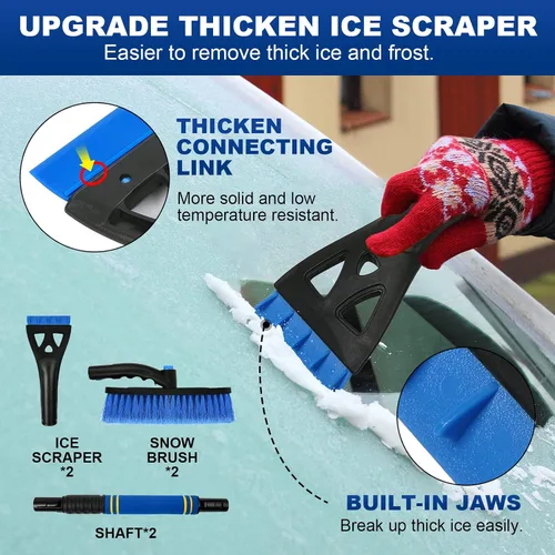 Vista 2 de 2 raspadores de hielo para parabrisas de automóvil, raspador de nieve 2 en 1 y cepillo de nieve para automóvil, SUV, camión, raspador de parabrisas