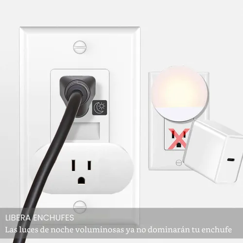Vista 5 de SOZULAMP - Toma de corriente de 15 A con luz nocturna, LED de luz diurna, paquete de 4 Auto on/off daylight nightlight Glows through outlets