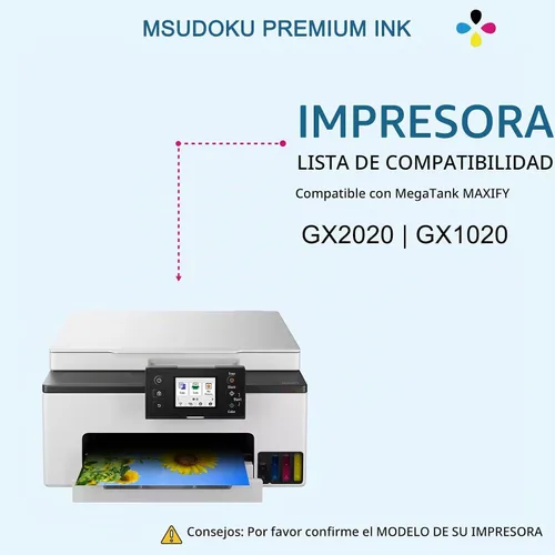 Vista 2 de Pigment GI-25 GI25 - Botellas de repuesto de tinta compatibles con botellas de tinta Canon 25 GI-25 GI-25BK funciona para Canon MAXIFY GX1020 GX2020