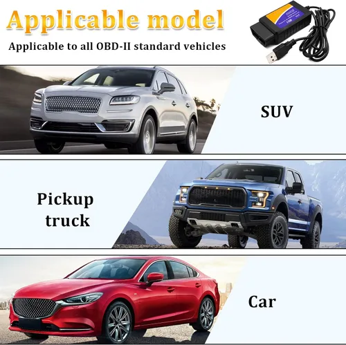 Vista 7 de Adaptador de cable de diagnóstico OBDII USB V1.5 Escáner OBD2 para múltiples marcas CAN-Bus para Windows, escáner de fallas de coche OBDII, tester
