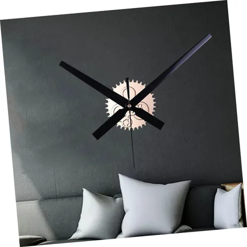 Vista 9 de Retro Industrial Gear Wall Clock Large Pointer Decorative Hanging Clock for Bedroom Kitchen Easy to Install Silver Finish Battery Not Included