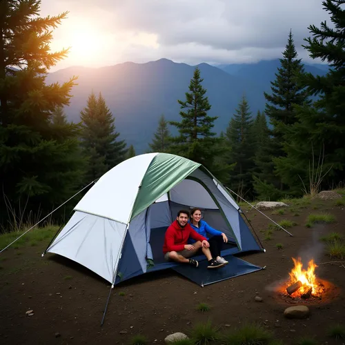 Vista 2 de Tienda de campaña al aire libre para 2 personas, impermeable, doble capa, resistente al viento, se puede utilizar para senderismo al aire libre
