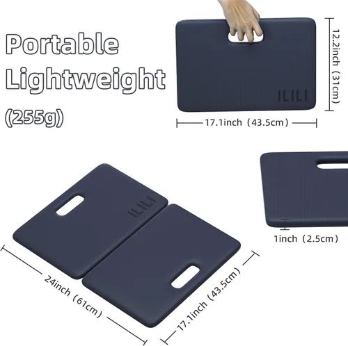 Vista 5 de ILILI Rodillera de yoga plegable, almohadilla suave de TPE de 24 x 17 x 0.5 pulgadas (tamaño plegable 17 x 12 x 1 pulgadas) para flexiones