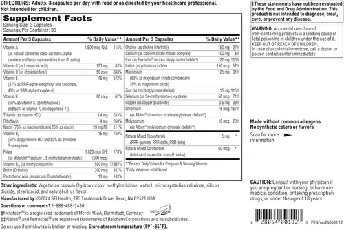 Vista 6 de SFI Health Klaire Labs - Multivitamínico prenatal y de enfermería, vitaminas posnatales y prenatales para mujeres con hierro, apoyo nutricional
