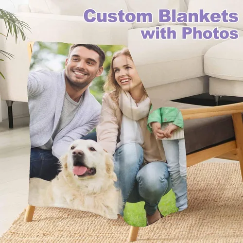 Vista 3 de D-Story Mantas personalizadas con fotos, regalos personalizados para parejas, regalos de aniversario y cumpleaños para esposa, marido, novia, novio